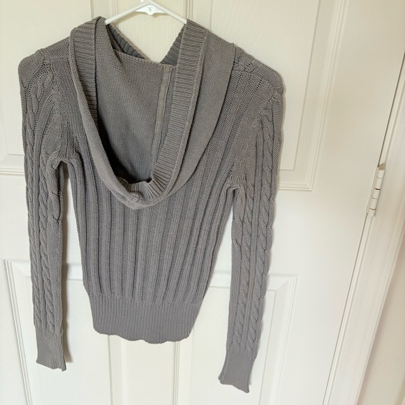 Aeropostale grey cable knit hooded sweater - Picture 5 of 7